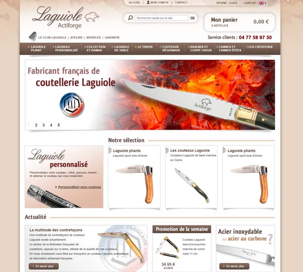Site Internet Laguiole par Actiforge par Stéphane LEGRAND